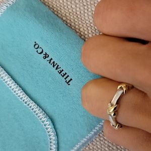 EUC Tiffany & Co. Sterling silver with 18k X Schlumberger ring